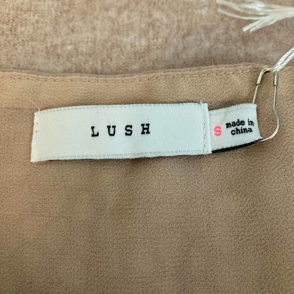 NWT Lush Dress Womens Sz S Slip Champagne Pink Satin Cheetah Deep V Midi - Picture 4 of 11